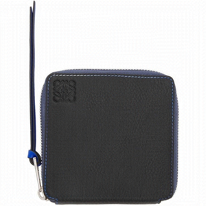 Loewe Men's Black Metallic Square Zip Wallet NEW